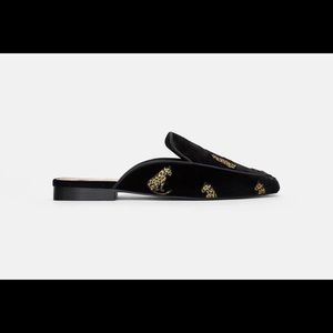 Zara velvet leopard mule